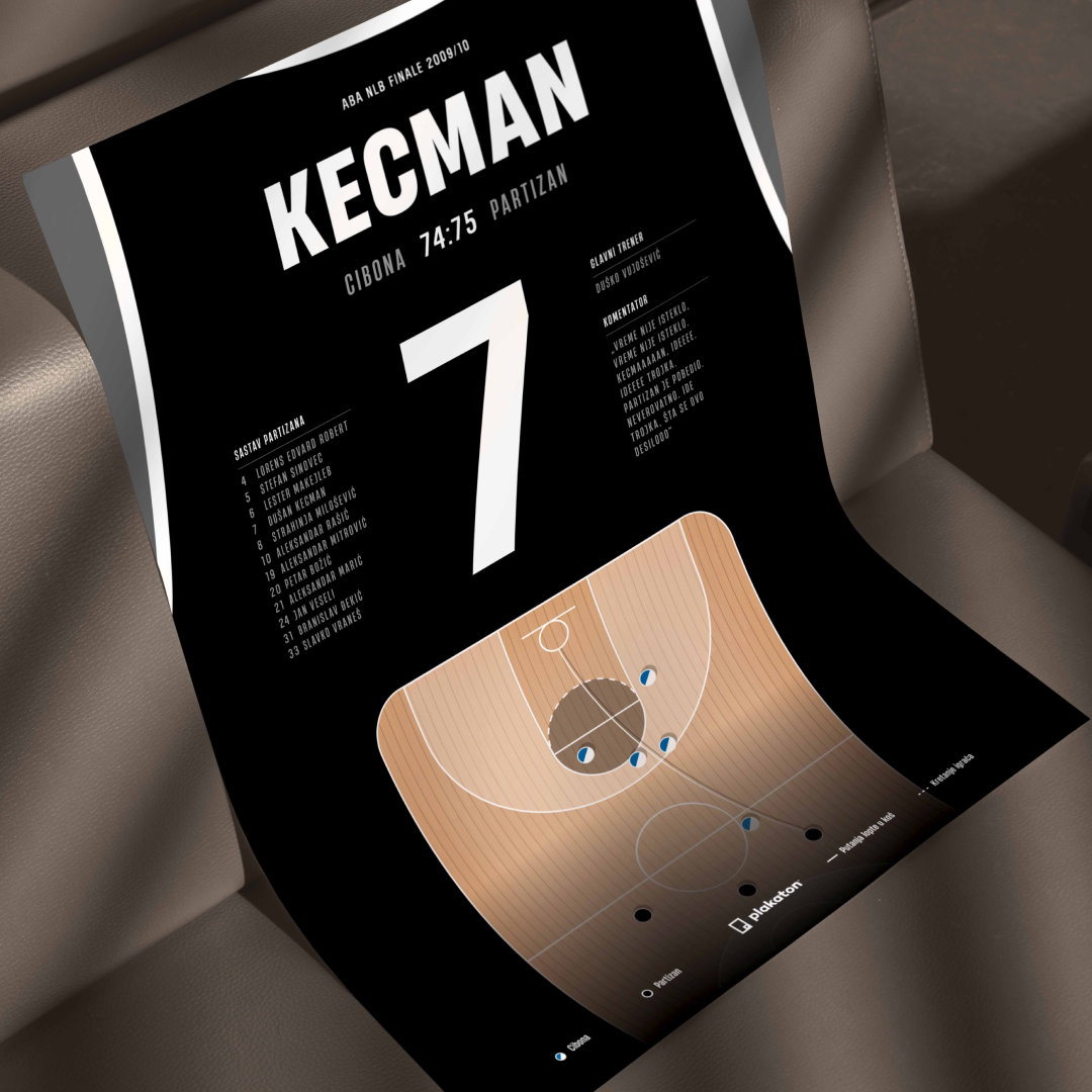 Dušan Kecman pogađa za tri poena preko pola terena protiv Cibone