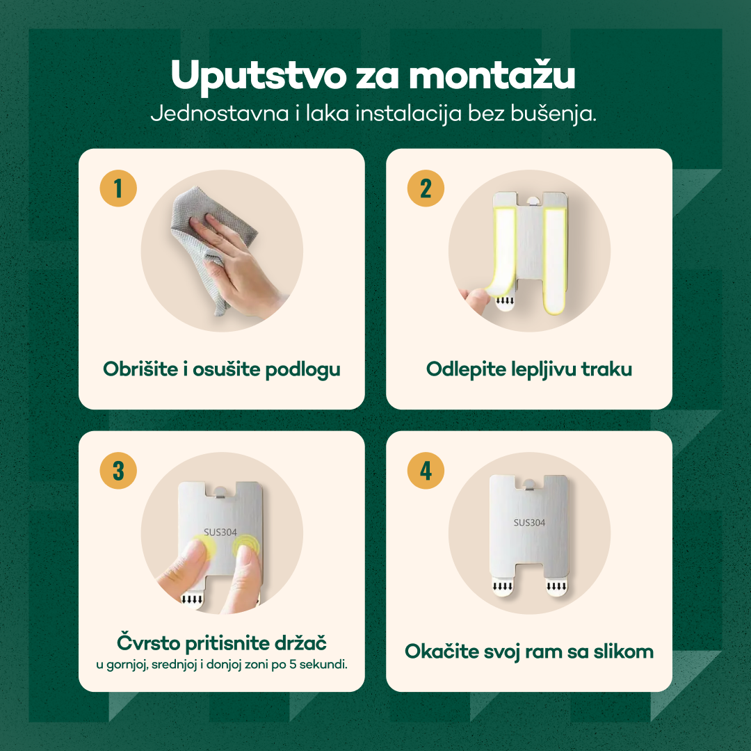 Držač za ram – Samolepljivi metalni nosač bez bušenja