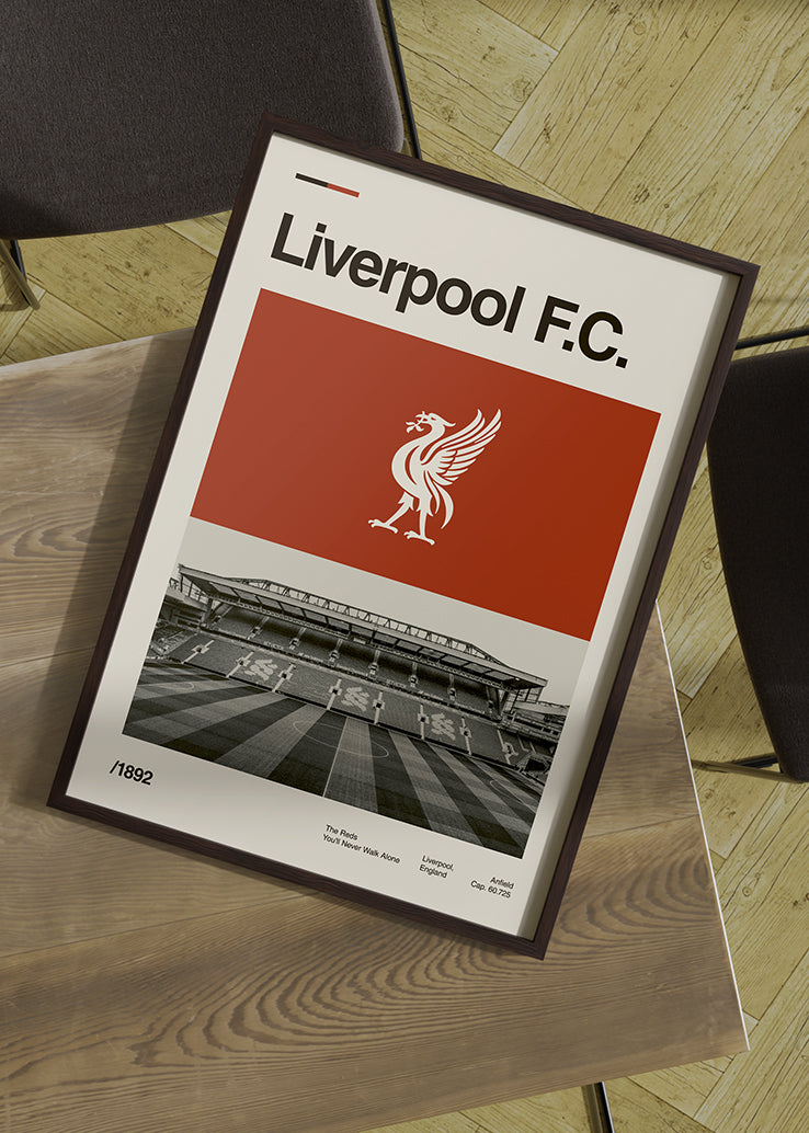 Realističan poster Anfielda, dom FC Liverpool, za strastvene navijače.