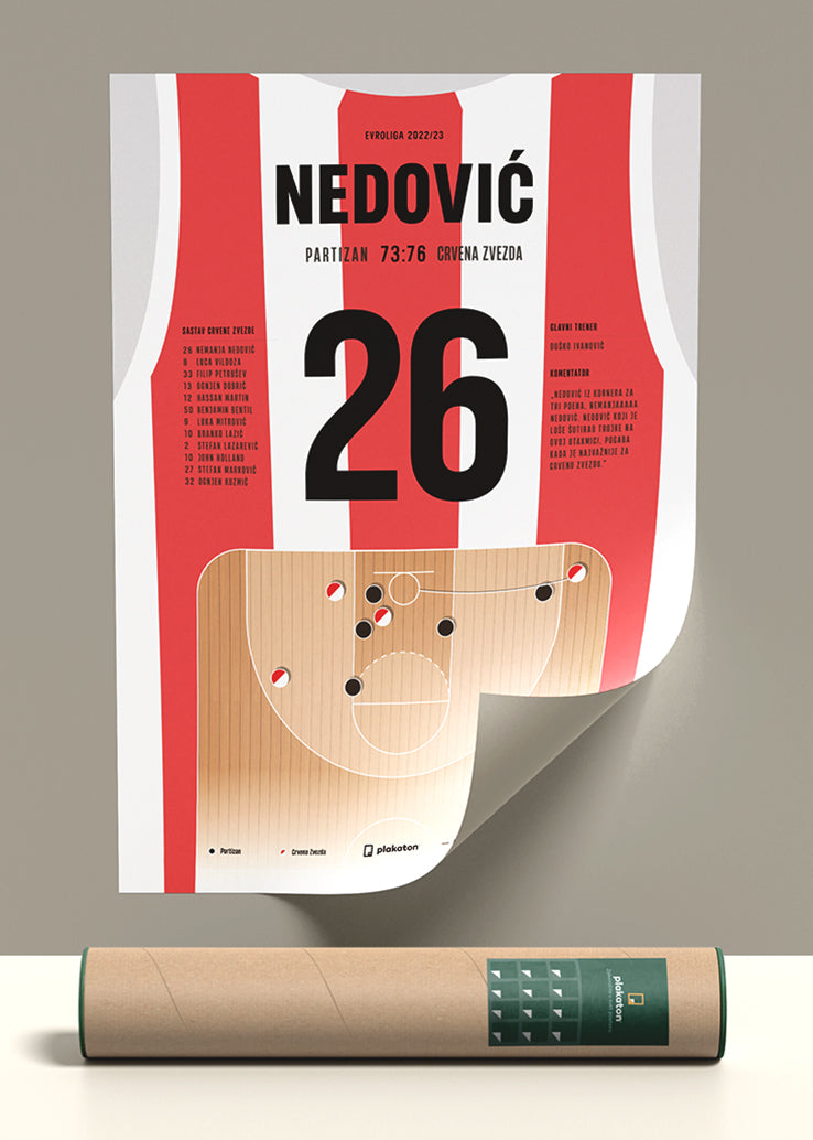 nemanja nedovic kk crvena zvezda - trojka iz kornera protiv partizana