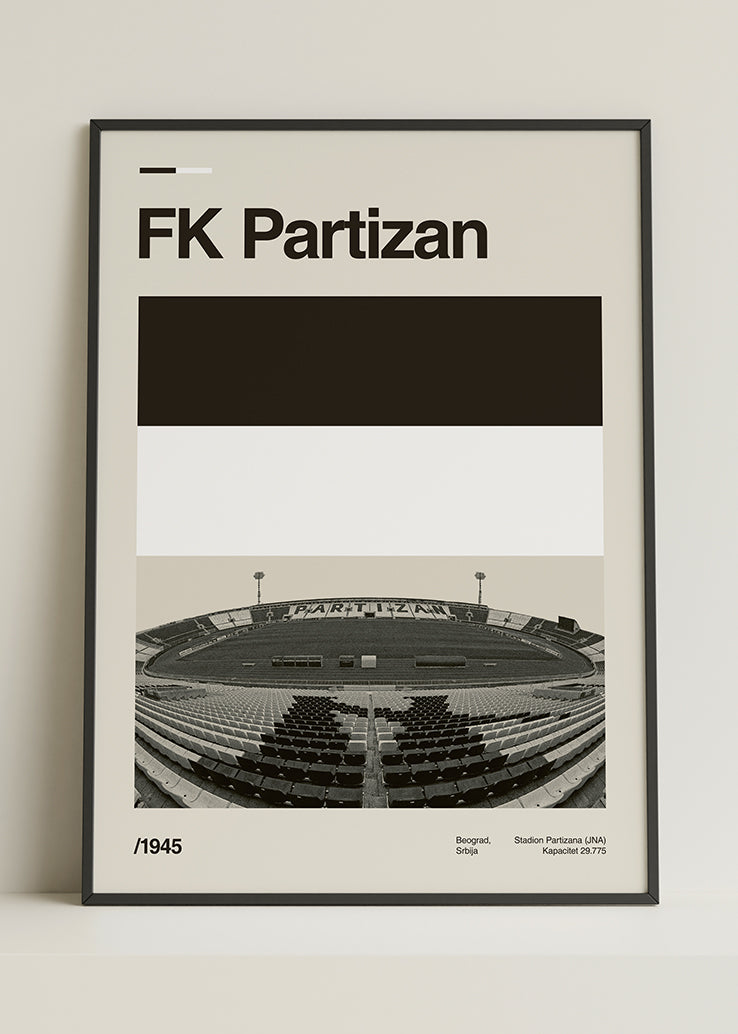 Unikatni poster stadiona Partizana s panoramskim prikazom.